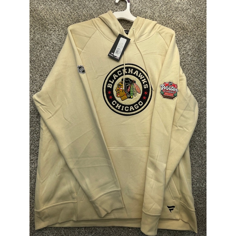 Fanatics Chicago Blackhawks Hoodie Mens XL Tan NEW Winter Classic NHL Pullover